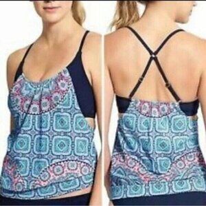 ATHLETA Women Fiji Tankini Top Size 34D/DD Multicolor Sports Bra Gym Active H-25